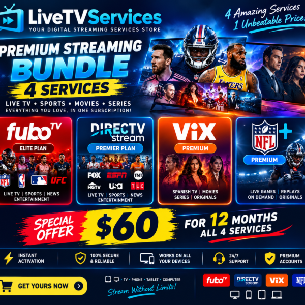 Premium Streaming Bundle – 4 Services for Just $60/Year!